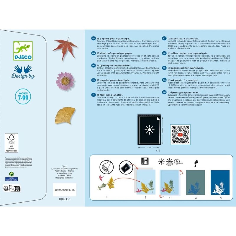 Djeco Cyanotype Paper - 12 Refill Sheets