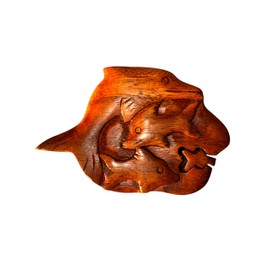 Jewelry Box Handcrafted Suar Wood Dolphin Family puzzle Box, Decorative Ocean-Themed Keepsake Storage