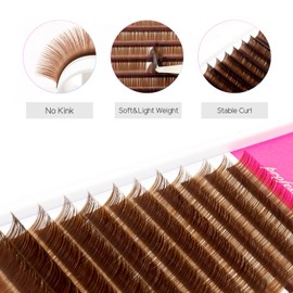 TDANCE Colorful lashes extension DD Curl 0.07mm Thickness Semi Permanent Individual Eyelash Extensions Silk Volume Lashes Professional Salon Use Mixed 8-15mm Length In One Tray (Brown,DD-0.07,8-15mm)