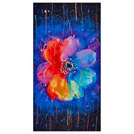 Timeless Treasures Digital Untamed Beauty Bright Paint Drip Floral 24in Panel Black Fabric