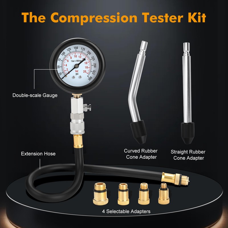 BETOOLL HW0130 8pcs Petrol Engine Cylinder Compression Tester Kit Automotive