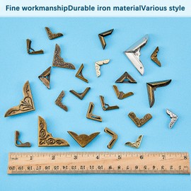 Outus Metal Book Corner Edge Cover Guard Vintage Iron Corner Cover Triangle Carved Decorative Angle Protector Metal Furniture Cover Pad for School Album Scrapbook Notebook (48 Pieces)