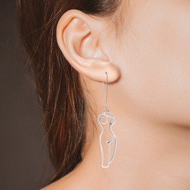 Original Freedom Female Body Form Wire Earrings 2019 Abstract Body Lady Face Dangle Earrings For Women (silver-1)