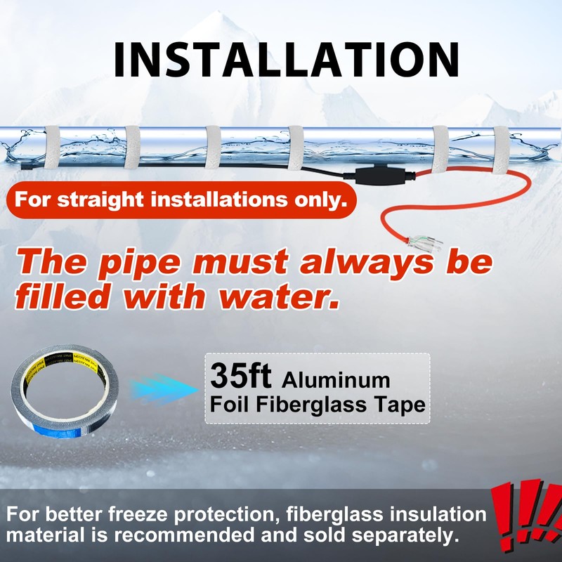 HEATIT Electric Heating Cable for Water Pipes Automatic Heat Tape