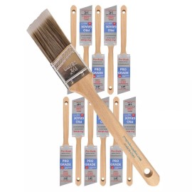 Pro-Grade 12PK 1.5" Angle House Wall,Trim Paint Brush Set Home Exterior or Interior Brush