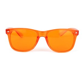MOODVUES Orange Color Therapy Glasses with Matching Case - Healing Colored Chromotherapy Chakra Light Therapy Glasses Eyewear to Support Mood, Relaxation, Focus & More - Colorful Sunglasses