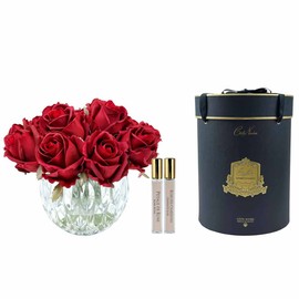 Cote Noire-Luxury Round 13 Rose Bud Bouquet Carmine Red