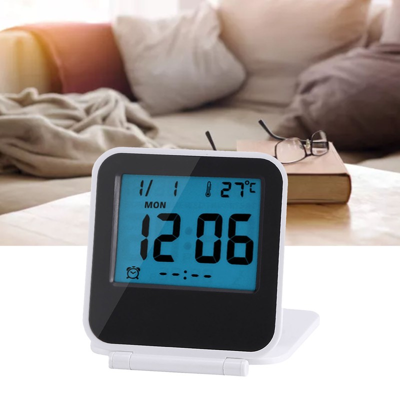Portable Foldable Tabletop Travel Digital Alarm Clock with Temperature Calendar