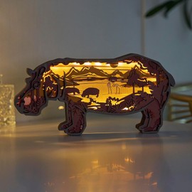 3D Wooden Animal Carving LED Night Light, Wood Carving Light, Modern Home Decoration, Decorative Tables, Cabinets, Living Rooms, Bedrooms, Offices, Farmhouses, Bookshelves, Perfect Holiday Gifts