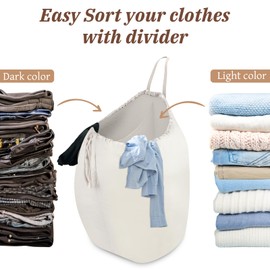 MCleanPin 87L Washable Laundry Bag with Handles,Travel Laundry Bag with Build in Divider,Laundry Bag for Camp and Sorting