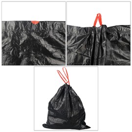 Ggbin Bolsas de Basura Pequeñas de 3 Galones, Bolsas de Basura Negras con Cordón, 100 Unidades