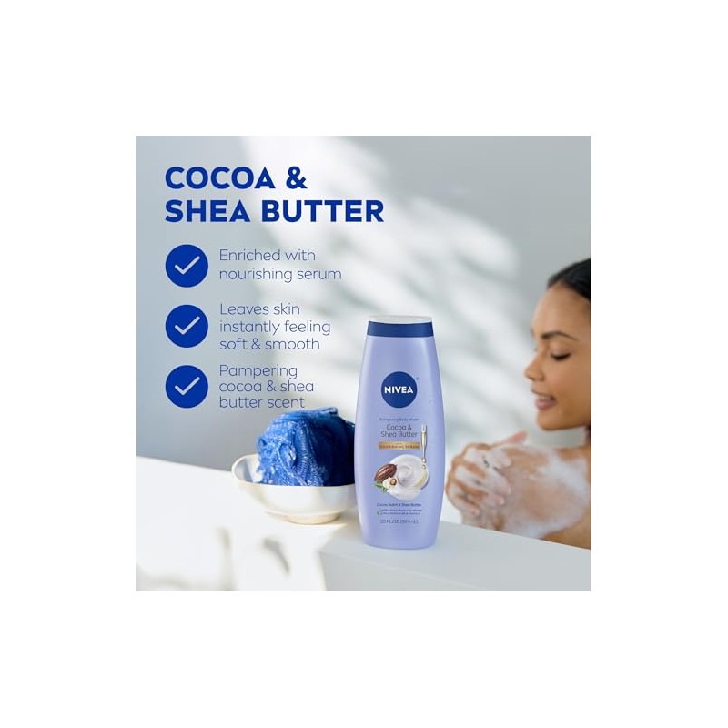 NIVEA Cocoa and Shea Butter Pampering Body Wash with Nourishing