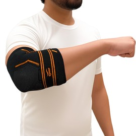 TYNOR Adjustable Elbow Support Tennis Elbow Brace for Women & Men, Tennis Elbow Compression Sleeve for Tendonitis, Arthritis, Joint Pain, Workouts, Exercise, Tennis Elbow Strap, Black Medium,1 Unit