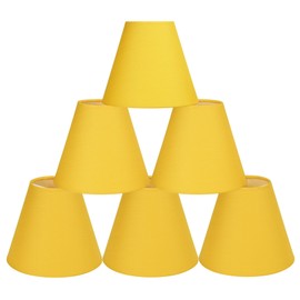 LAMPWELL GERO Yellow Clip on Chandelier Lamp Shades Set of 6,Small Lamp Shades Clip on bulb,6"×3"×H5",Mini Fabric Barrel Lamp Shade,FOR CANDLE BULB AND SMALL GENERAL BULB