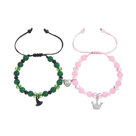 2pieces Wicked Gifts For Girls – Crown Witch Matching Bracelets Rhinestone Matching Bracelet For Friend Couple Girls