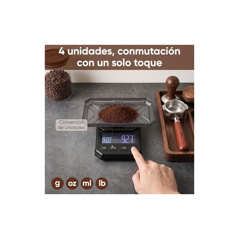 Báscula Digital Cocina con Temporizador, Bascula para Cafe 0.1g/2kg