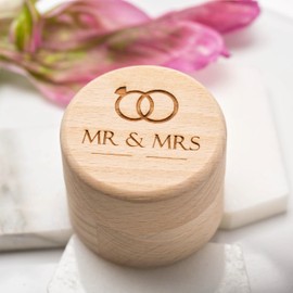 The Laser Engraving Company Mr & Mrs 'Wedding Rings' Image - Wedding Ring Box - Ring Bearer Box - Proposal Ring Box - Engagement Ring Holder