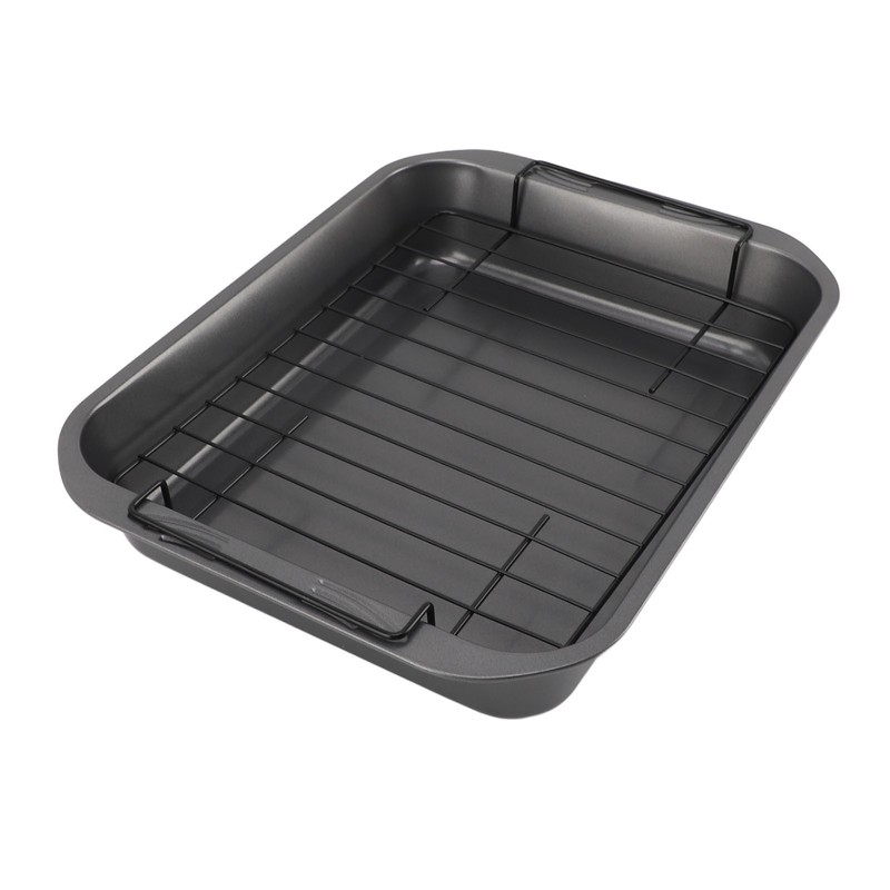 Roast Pan with Rack Rectangle Broiling Pan Carbon Steel Iron