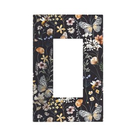 Vintage Flower Leaves Butterfly Sage Botanical Single Rocker Light Switch Plates And Outlet Covers 1 Gang Decorative Electrical Wall Plate Receptacle Switchplate Decorate Plug Cover