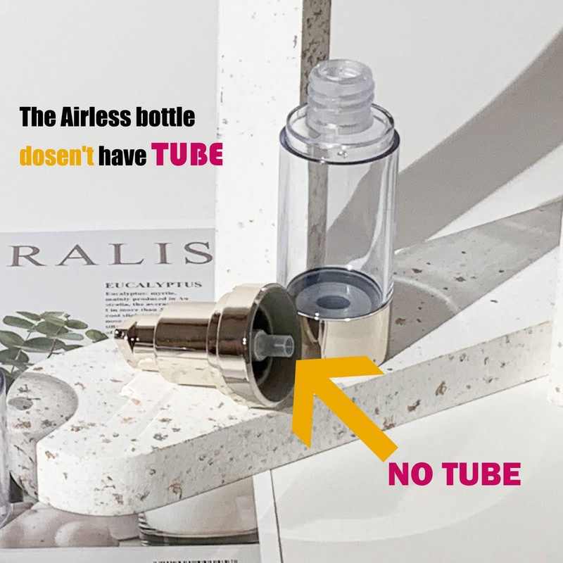 Botella de bomba recargable sin aire, Oro claro/1 oz