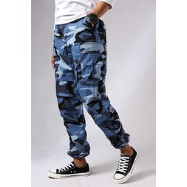 BACKBONE Mens Casual Street Fashion Camo Cargo Pants Army Combat Military BDU Pants Work Hunt Pants (Sky Blue Camo,Size 42)
