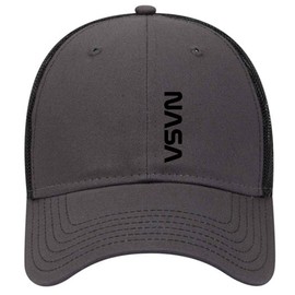 iZZYZX Black NASA Letter 6 Panel Low Profile Mesh Back Trucker Hat - Charcoal Black
