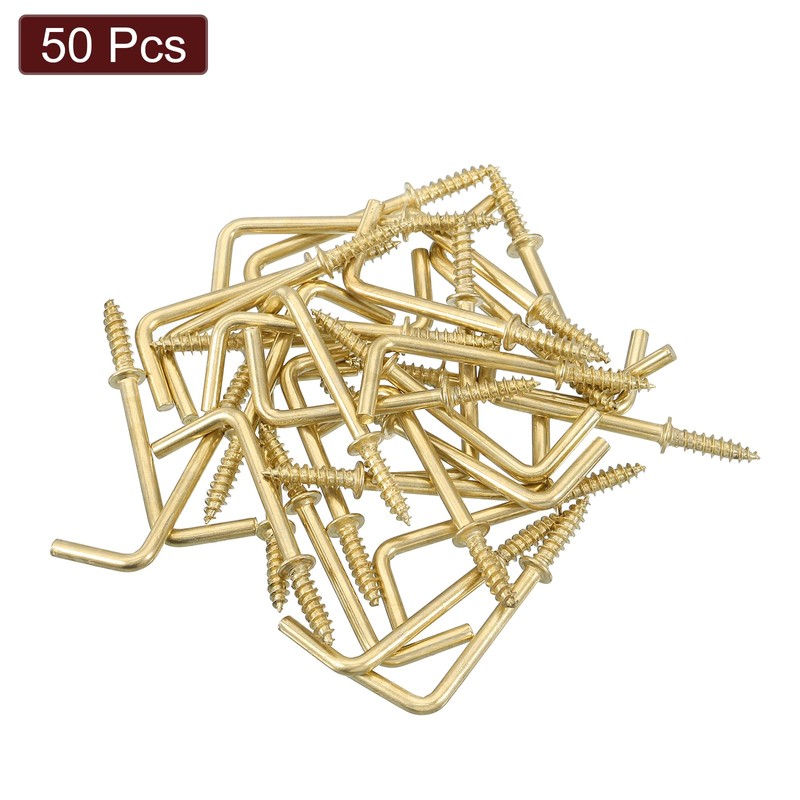 uxcell Right Angle Hooks, 50Pcs 1-1/4" L Shaped Screw Hooks