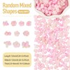 200Pcs Mini Pink Flower Charms for Crafts 3D Rose Flower