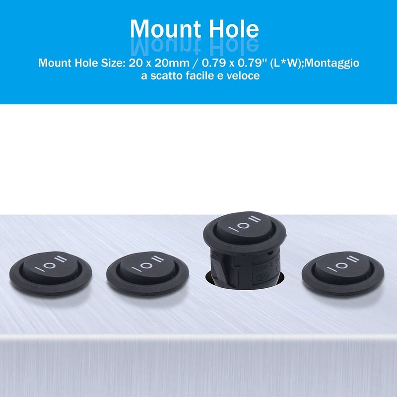 Taiss/8Pcs Round Rocker Toggle Switch Black AC 250V/10A 125V/12A ON/OFF/ON