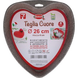 Graziano, Aluminium Heart Mould with 7 Layers Non-Stick Coating and Scratch Resistant, Ideal for Making Sweet and Salt Roasts and PFOA Free, Diameter 26 cm