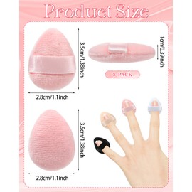 8 PCS Mini Powder Puff, Velour Finger Setting Powder Puffs for Face, Small Drop-Shaped Makeup Sponge (Black+White+Nude+Pink)