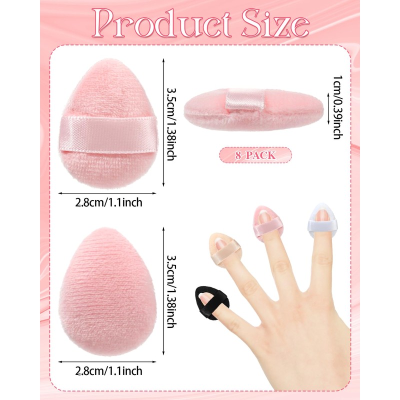 8 PCS Mini Powder Puff, Velour Finger Setting Powder Puffs
