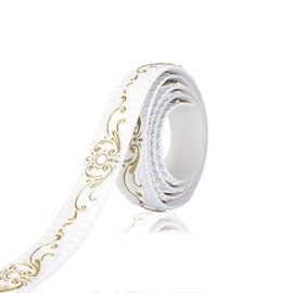 Flexible Molding Trim Self Adhesive, Crown Molding Ceiling, Wall Peel and Stick for Mirror Furniture Door Wardrobe Home Decor, 1.42 Inch x 16.4 Ft Gold