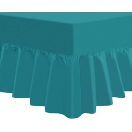 NIYS Luxury Bedding Extra Deep Percale Poly Cotton Fitted Sheet - Super Deep Pocket Frilled Bedding Lightweight Soft (90x190x25 cm - Single, Teal)