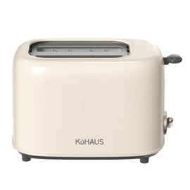 KuHAUS Retro 2 Slice Toaster, 6 Browning Control, Dust Cover, Removable Crumb Tray, Cord Storage, Vintage Design for Bread & Waffles (Ivory)