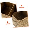 Zerodeko Handwoven Storage Organizer Box Natural Three Compartment Woven Basket