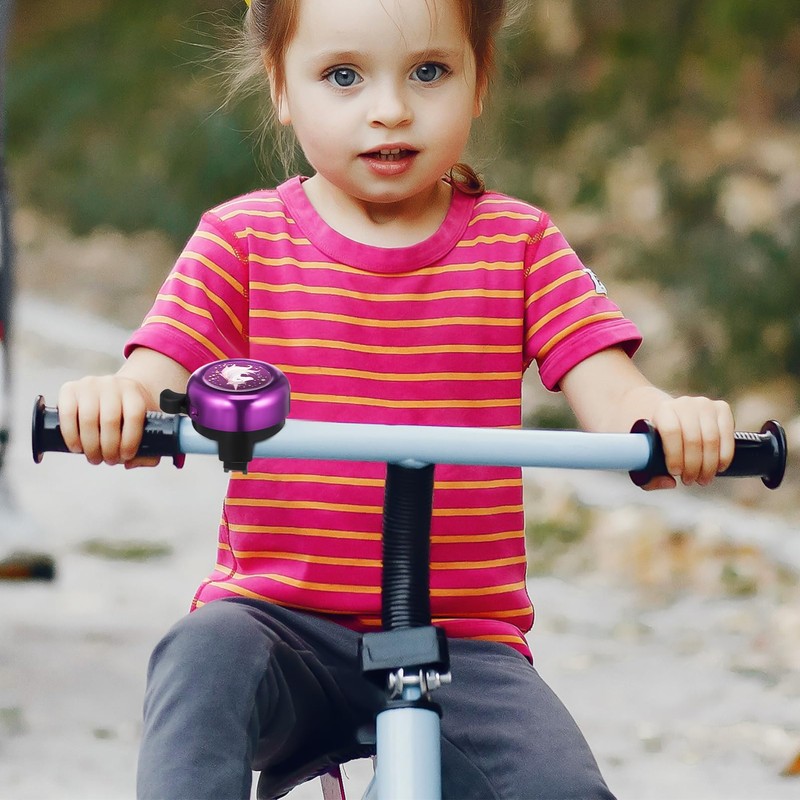 Sewroro Unicorn Bike Bell Purple Bicycle Handlebar Bell with Loud