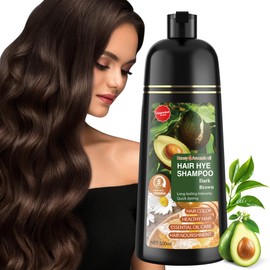 Hair Dye Shampoo 3 in 1 for Women & Men 100% Gray Hair Coverage - Herbal Ingredients Natural Plant Hair Color - Hair Dye in Minutes 500ML （Dark Brown）