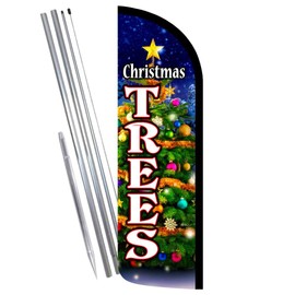 Vista Flags Christmas Trees Premium Windless Feather Banner Flag Kit (Flag, Pole, & Ground Mt)