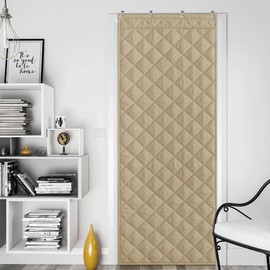 NICETOWN Thermal Insulated Door Curtain Fits Size 30" x 80" Thicken Cotton Temporary Thermal Door Cover for Winter Size W32 x L82 inch Weatherproof Windproof Soundproof, Taupe, 1 Panel
