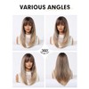 Peluca Sintética Elegant Blonde Wig 150% With Bangs Straight Layered