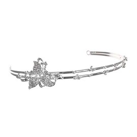SAMKY Unique Asymetric Flower Bridal Wedding Headband Tiara - Silver Rhinestone Crystals T1087