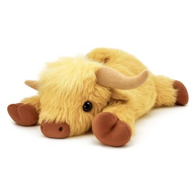 Highland Cow Plush Toy, 4-Pound Weighted Stuffed Animal, Microwaveable and Coolable - Suitable for Boys and Girls (Light Brown)