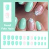 MISUD Press on Nails Short Oval Fake Nails Glossy Glue