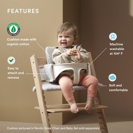 Stokke Tripp Trapp Classic Cushion 2, Dots Grey - Pair with Tripp Trapp Chair or High Chair for Support & Comfort - Machine Washable