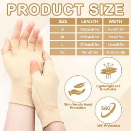 Yearntown 3 Pairs Elderly Skin Thin Protector Gloves Tone Fingerless Gloves Bruise Abrasion Protective to Cover Bruising(M,Skin Tone)