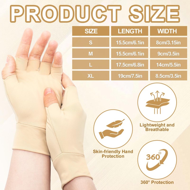 Yearntown 3 Pairs Elderly Skin Thin Protector Gloves Tone Fingerless