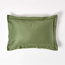 HOMESCAPES Moss Green Organic Cotton Oxford Pillowcase Standard Size 400TC 600 Thread Count Equivalent Housewife Pillow Case