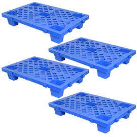 Kerty Nestable Plastic Pallets 4Pcs, 23.6'' L X 15.7'' W X 3.9'' H Lightweight Pallet with Breathable Grid, Moisture Proof Floor Pallets for Kitchen Supermarket Restaurant Warehouse Basement Storage