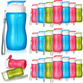 Domensi 36 Pack 12 oz Kids Plastic Water Bottles Reusable Plastic Sports Water Bottles Wide Mouth Leak Proof Lightweight for Boys Girls Child Toddler to School Travel Camping, DIY Gift